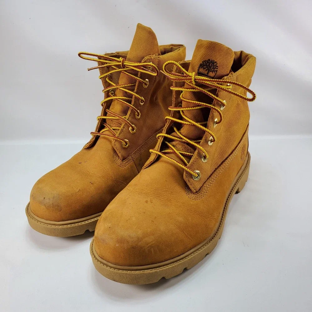 Timberland 6 In Roll Top Boots Boys 6 Wheat Canvas Leather A13Q2 A1598 Lug Sole